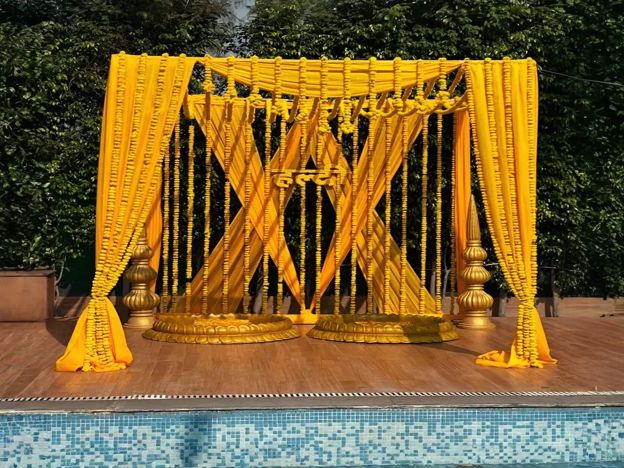 Yellow Vibes Only Haldi Setup