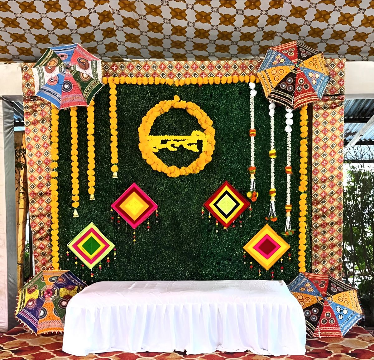 Greenery Haldi decoration