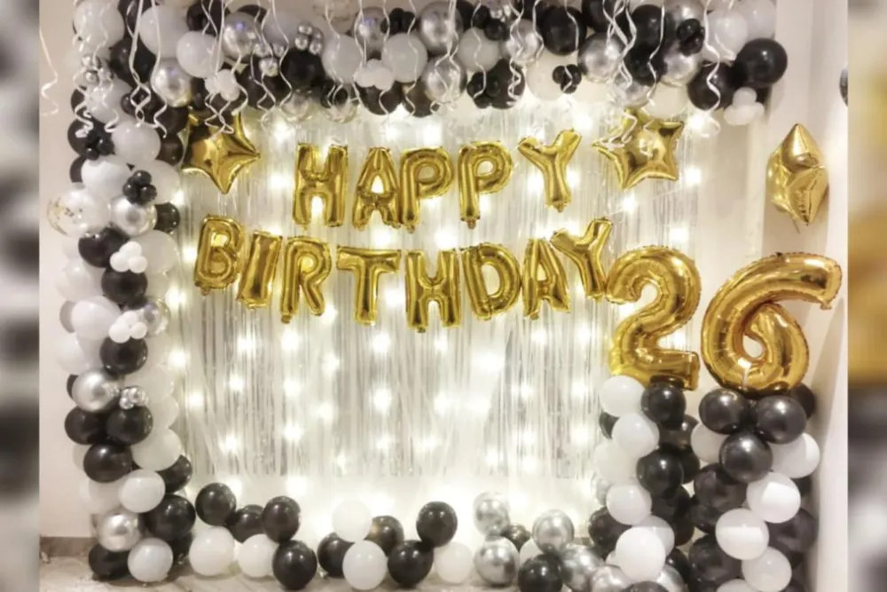 Black White Sparkle Birthday Decor