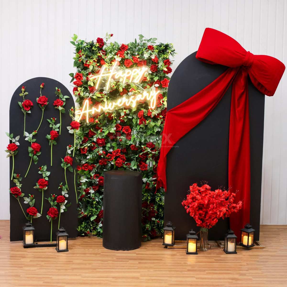 Red Floral Anniversary Decor