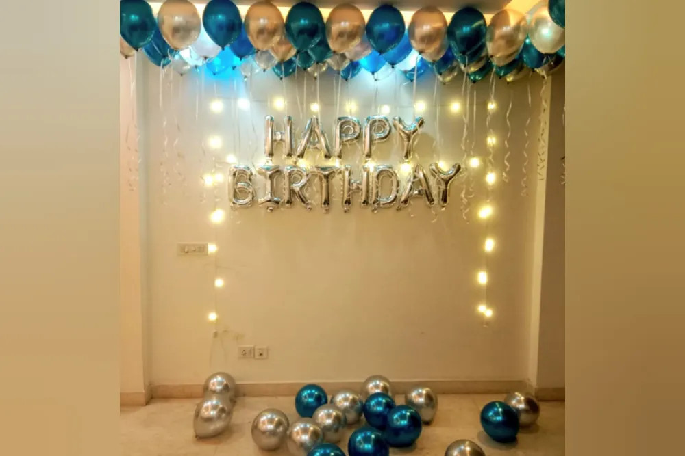 Blue and Silver Balloon Decor